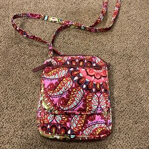 Vera Bradley Vibrant Pink and Green Crossbody Bag resort medallion mini hipster